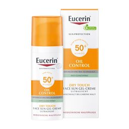 Eucerin® Oil Control Face Sun Gel-Creme LSF 50+ – sehr hoher Sonnenschutz mit 8 Stunden Anti-Glanz Effekt, auch für zu Akne neigende Haut
