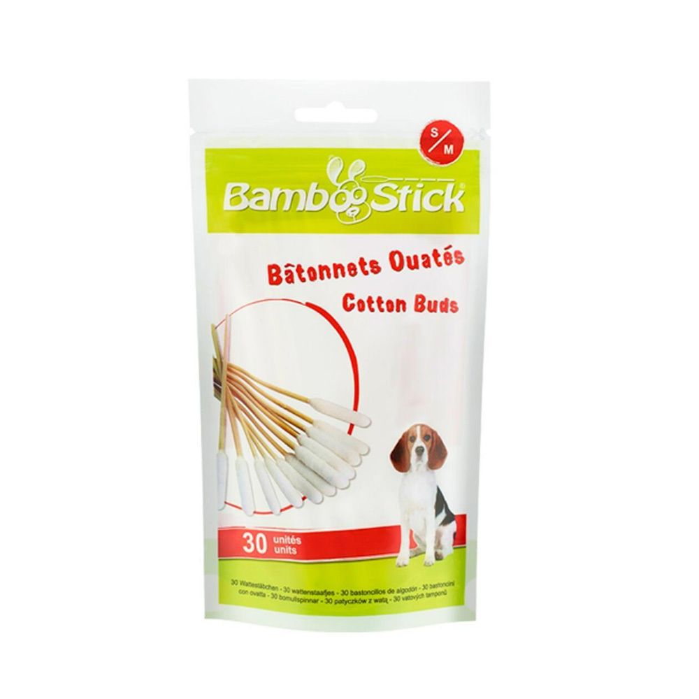BAMBOOSTICK S/M Nettoyeur d'oreilles en coton pour chiens et chats